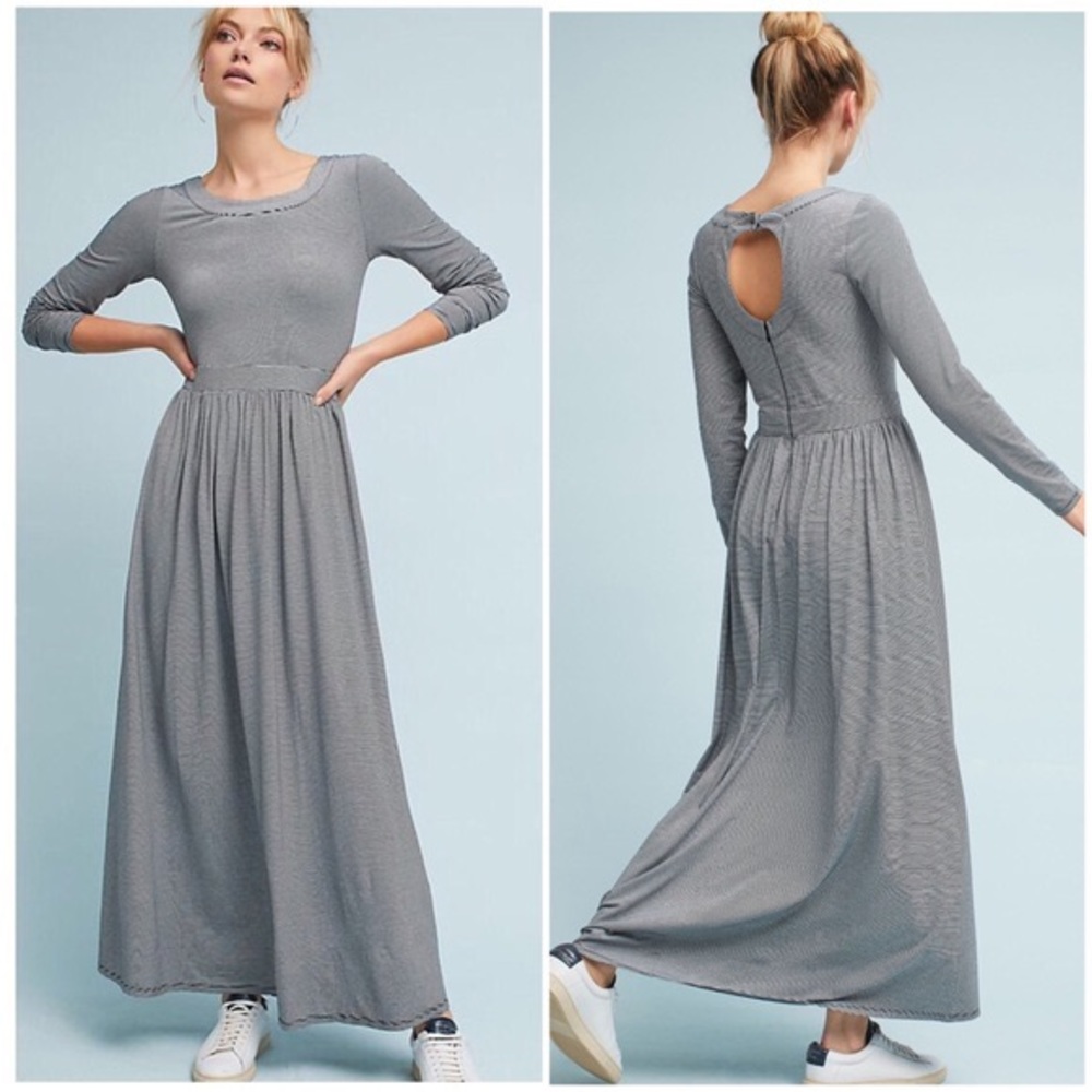 Anthropologie Sunday in Brooklyn Striped Knit Maxi Dress Sz S Open Back